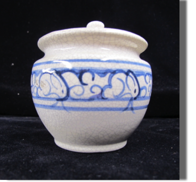 Dedham pottery with bunnies, believe piece is the sugar bowl (part of a set with a creamer)