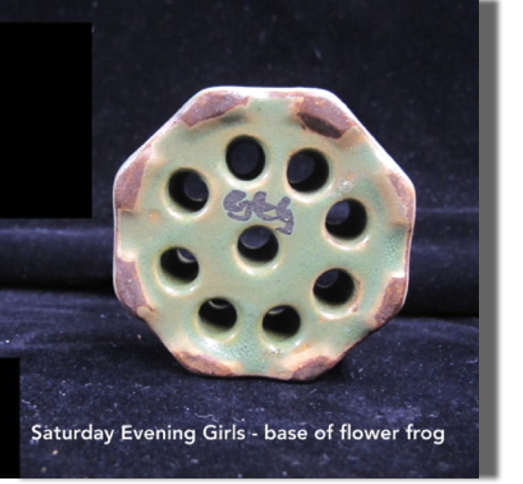 SEG, back of flower frog, signed SEG SEG, back of flower frog, signed SEG