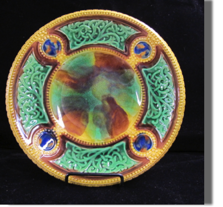 Low compote with cobalt medallions, believe Wedgwood, beautiful design and color, perfect to look at!